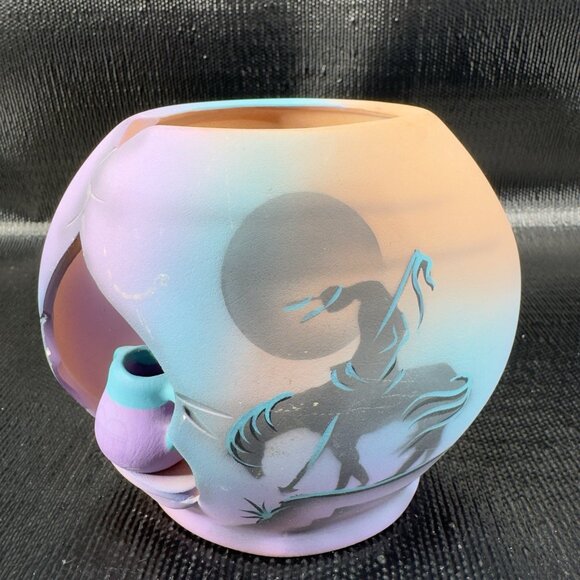 J Vincent Studios Art Pottery Southwest Cut Out Vase Vessel Decorative Signed - Picture 10 of 12